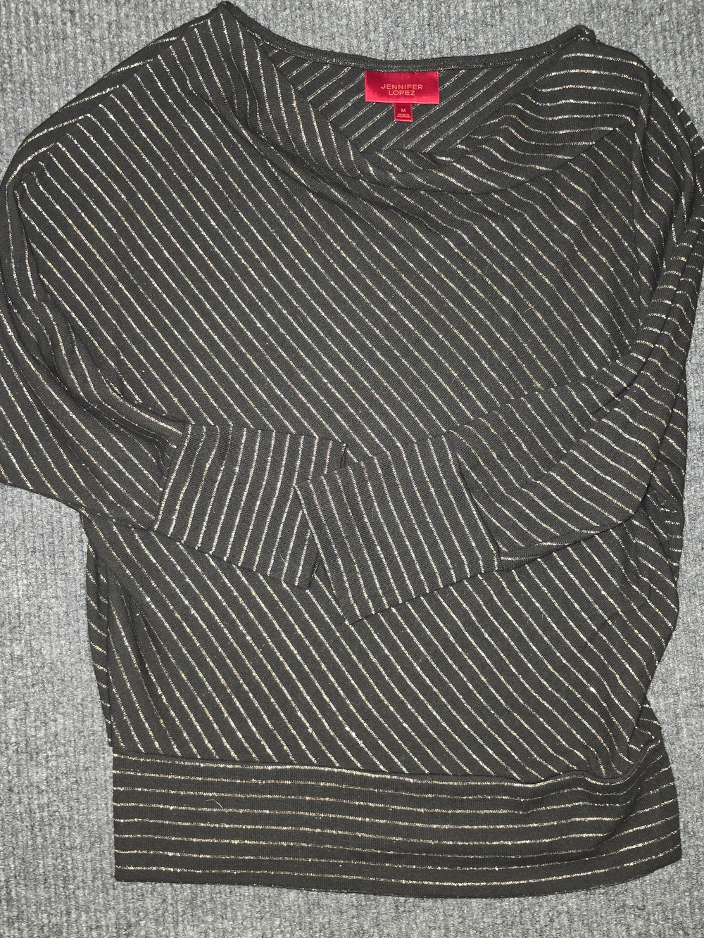 Black Metallic-Striped Women's Sweater - Picture 2 of 6